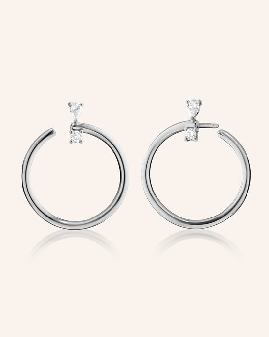 Sterling Silver Large Galaxy Wrap Hoop Earrings with White Sapphires