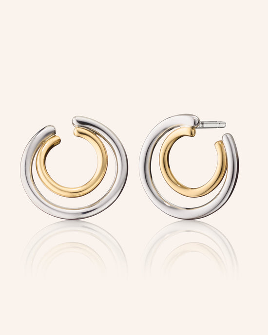 Two-Tone Double Galaxy Wrap Hoop Earrings