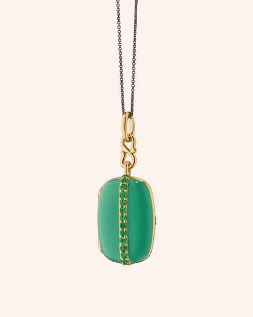 Green Enamel Vermeil "Britt" Locket with Tsavorites