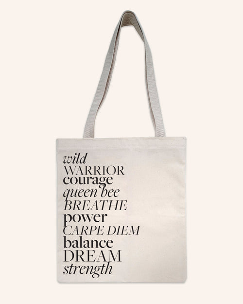 Complimentary Monica Rich Kosann Empowering Words Tote Bag on orders over $300 - Only 1 Gift Per Customer