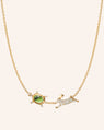 "Slow and Steady" Tortoise and the Hare Necklace with Green Tourmaline and Diamonds