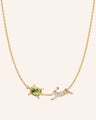 "Slow and Steady" Tortoise and the Hare Necklace with Green Tourmaline and Diamonds