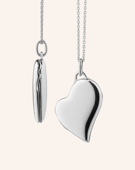 Slim Sterling Silver Heart Locket Necklace