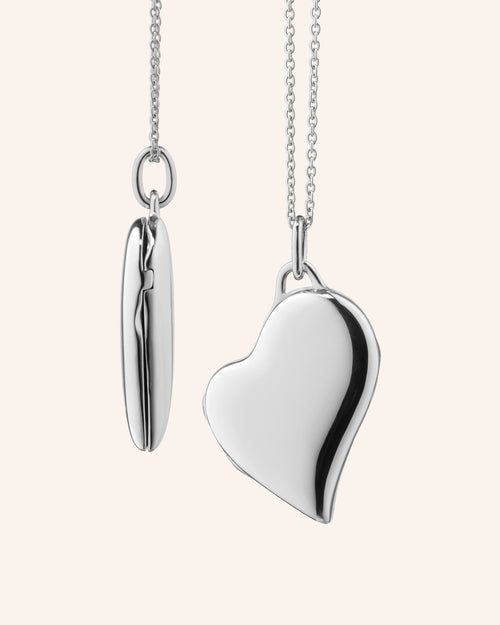 Slim Sterling Silver Heart Locket Necklace