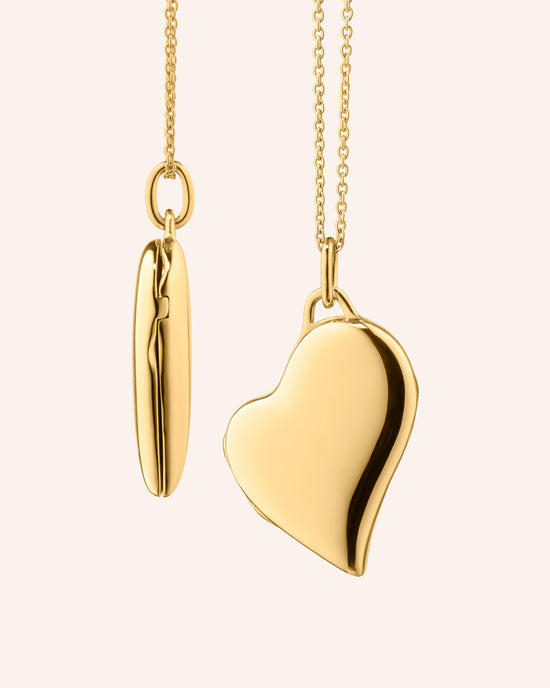 Slim 18K Gold Heart Locket Necklace