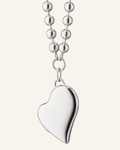 Slim Sterling Silver Heart Locket with Ball Chain