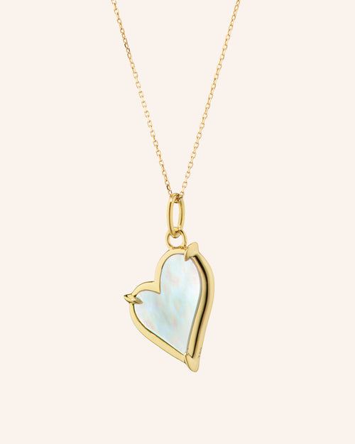 Mother of Pearl Classic Heart 18K Gold Necklace