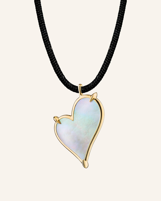 Large "Love" Heart Necklace with Mother of Pearl