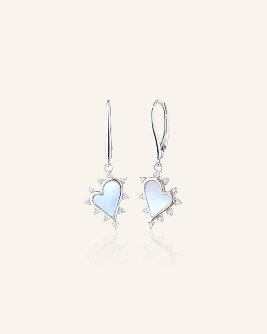 Limited Drop Mother of Pearl Earrings with White Sapphire Accents
