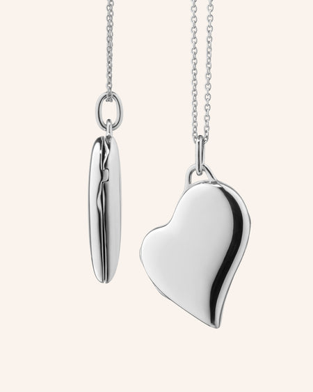 Slim Sterling Silver Heart Locket Necklace