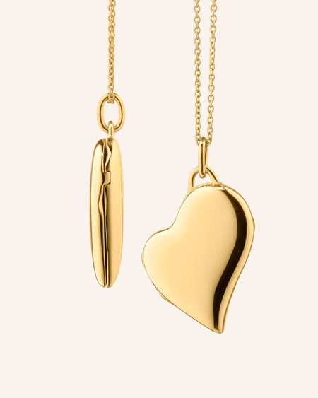 Slim 18K Gold Heart Locket Necklace