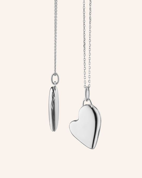 Petite Slim Sterling Silver Heart Locket Necklace