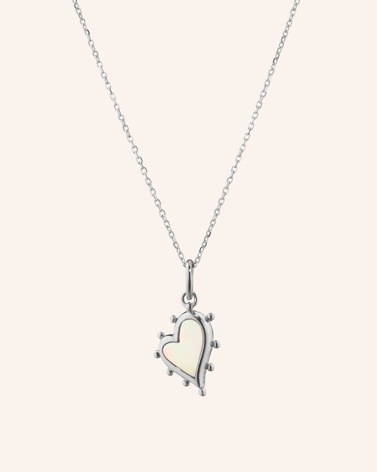 Petite Mother of Pearl Sterling Silver Heart Necklace