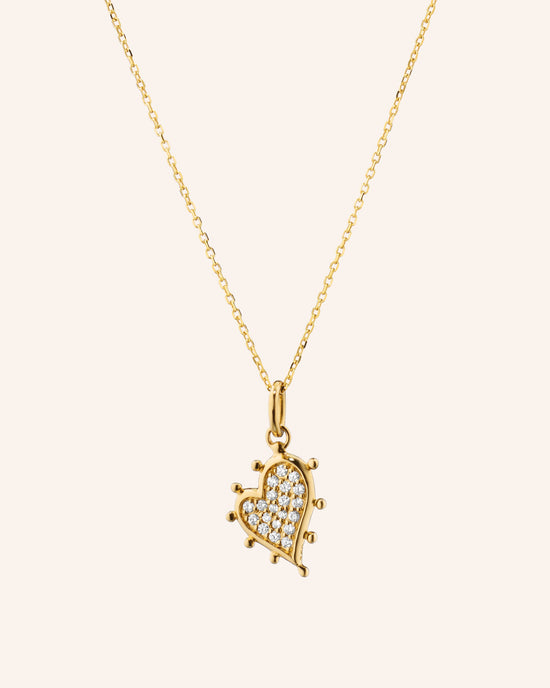 Petite Pave Diamond Heart Necklace