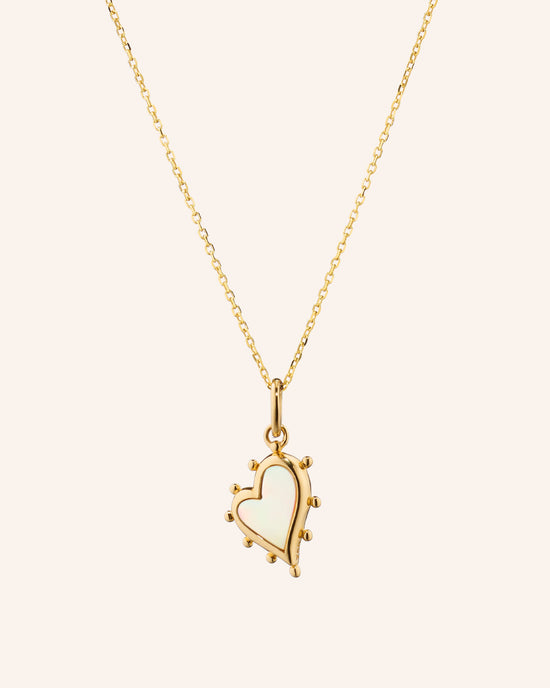 Petite Mother of Pearl Gold Heart Necklace