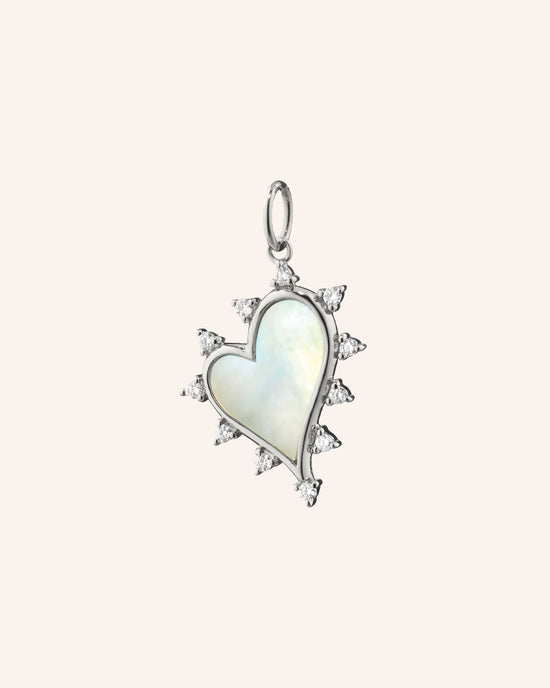 Midi "Love" Heart Necklace with Mother of Pearl and Sapphires