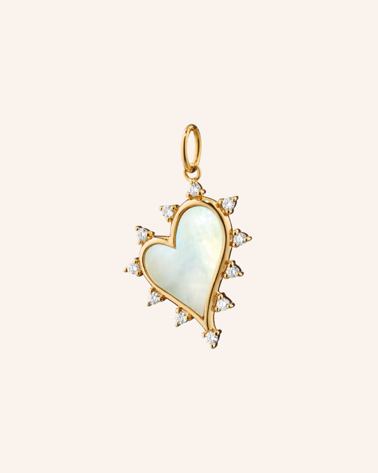 Mother of Pearl Heart Charm with Diamonds