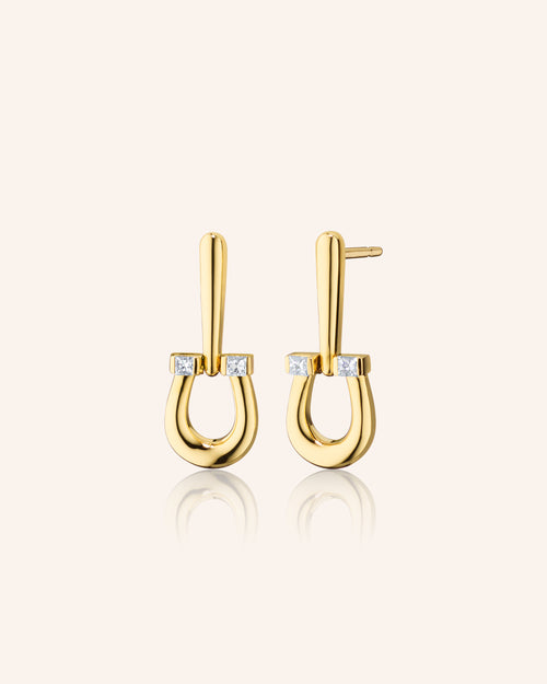 Horseshoe Earrings with Princess Cut Diamonds