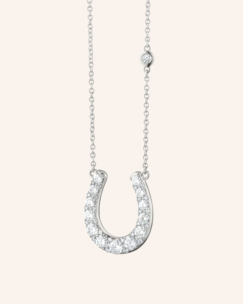 White Sapphire & Silver Horseshoe Necklace | Monica Rich Kosann