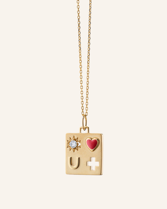 I Love You More Necklace with Red Enamel & Diamonds