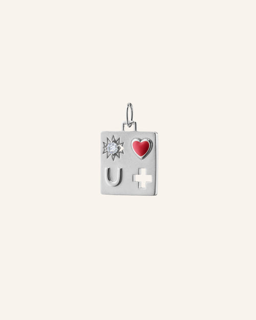 I Love You More Charm with Red Enamel & White Sapphire
