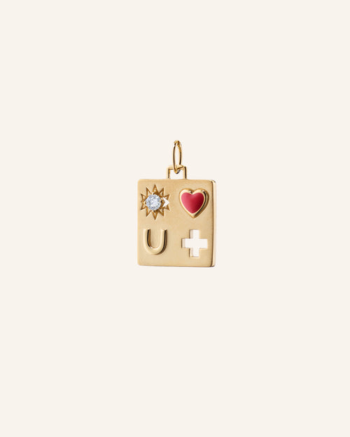I Love You More Charm with Red Enamel & Diamonds