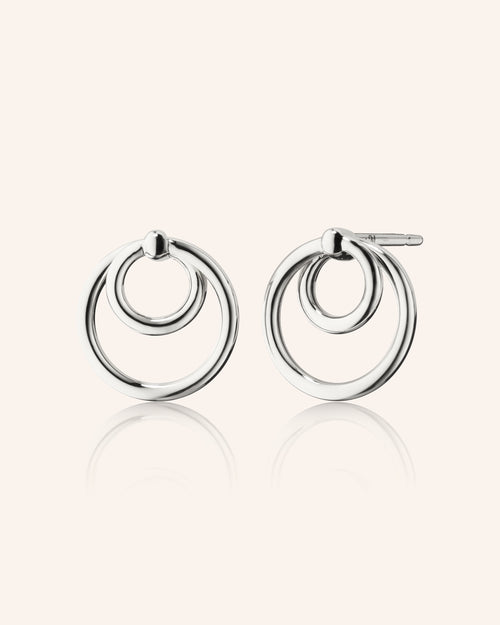 Sterling Silver Round Double Hoop Infinity Earrings