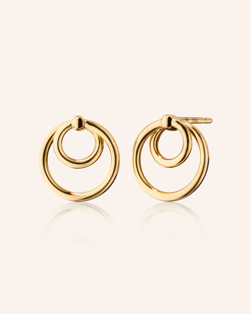 18K Yellow Gold Round Infinity Hoop Earrings