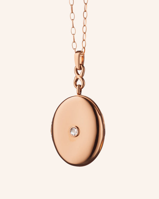 Infinity Diamond & Rose Gold Locket Necklace