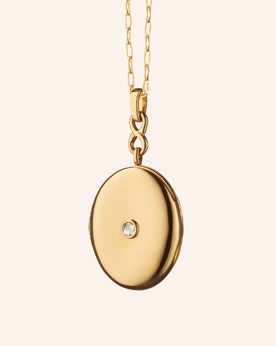 Infinity Diamond & Gold Locket Necklace