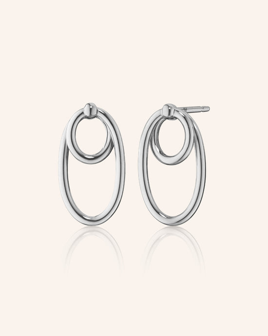 Sterling Silver Double Oval Infinity Earrings