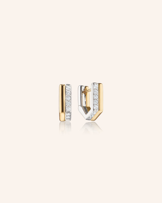Two-Tone Infinity Huggie Earrings with Sapphires
