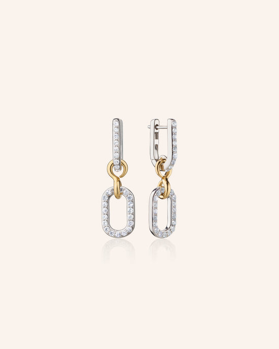 Two-Tone Infinity Pave Sapphire Drop Earrings