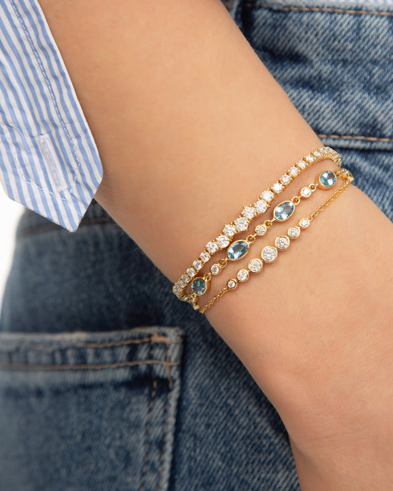 Aquamarine Tennis Bracelet in 18K Gold