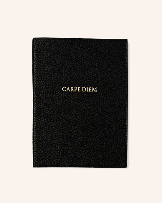 Carpe Diem Embossed Leather Notebook Shown in Blue