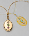 Oval Locket Necklace with Hexagon and Trillion Cut Unheated Sapphires