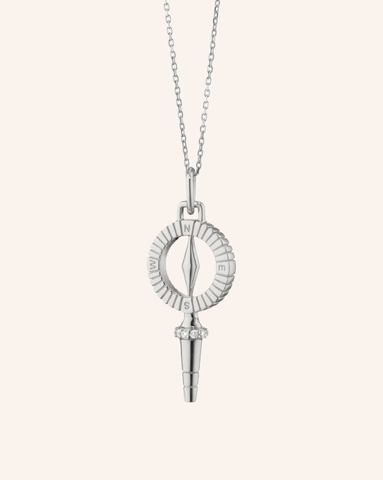 Mini True North Compass Key with White Sapphires