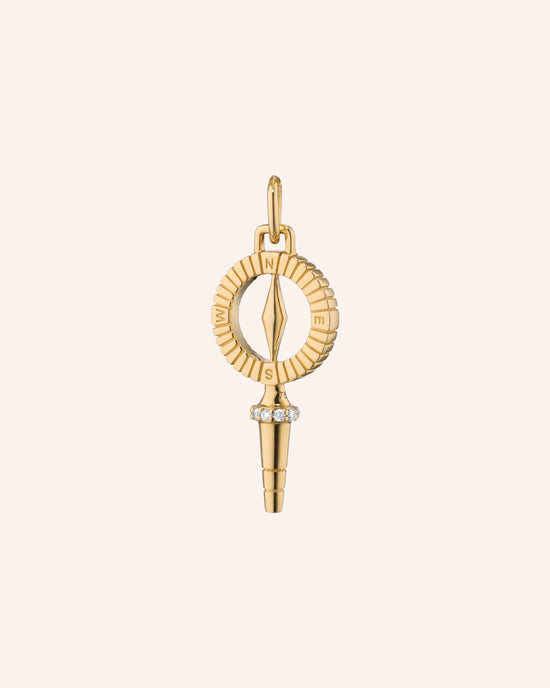 Mini True North Compass Key with Diamonds