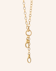 Large Link 18K Gold Charm Chain Necklace, 2 Charm Stations