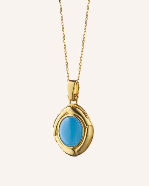 Limited Edition 18K Yellow Gold Sleeping Beauty Turquoise Locket