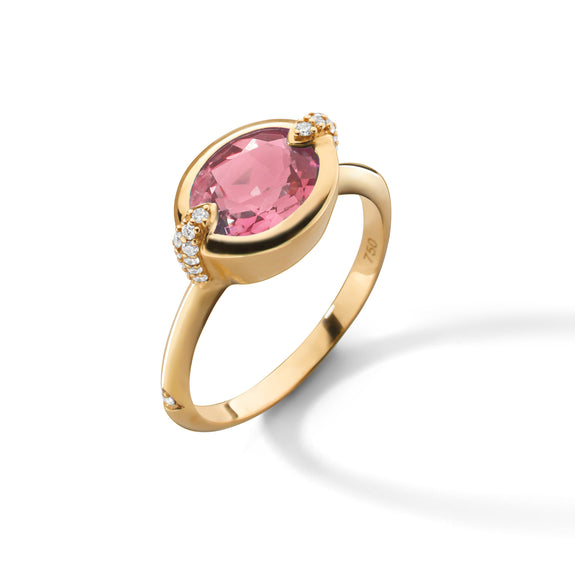 
  
    Special Edition 18K Gold Ring with Deep-Set Peach Tourmaline and Diamonds
  
