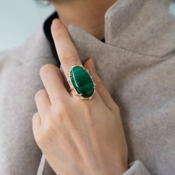 Special Edition “Happiness” Sun Ring with Malachite & Pave Diamond Accents