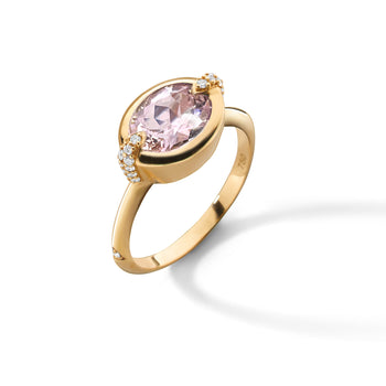 Special Edition 18K Points North Ring with Deep-Set Morganite and Diamonds