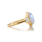 Special Edition 18K Gold Ring with Blue Moonstone and Asymmetrical Vintage Diamonds