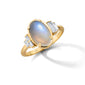 Special Edition 18K Gold Ring with Blue Moonstone and Asymmetrical Vintage Diamonds