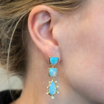 Special Edition “Aurora” Drop Earrings with Crystal Opal and Diamonds