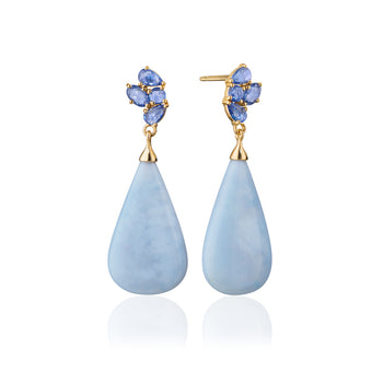 Special Edition Blue Nebula Drop Earrings with Blue Opal and Blue Sapphires