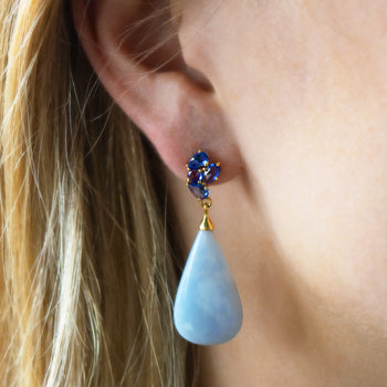 Special Edition Blue Nebula Drop Earrings with Blue Opal and Blue Sapphires
