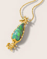 One of a Kind Australian Black Opal, Emerald and Diamond Seahorse Necklace