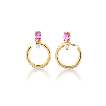 Special Edition Galaxy Wrap Hoop Earrings with Oval Pink Sapphire and Diamond